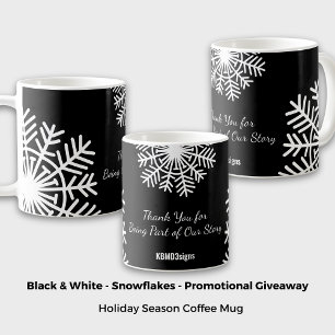 Bold Snowflake Black & White Promotional Giveaway Coffee Mug