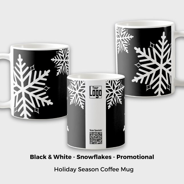Bold Snowflake Black & White Promotional Reward Coffee Mug (Bold Snowflake Black & White Promotional Reward Coffee Mug; Giveaway, Merchandise)