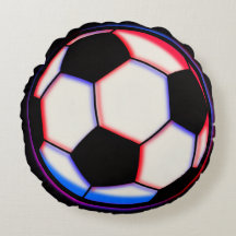 Bold Soccer Ball - Round Throw Pillow