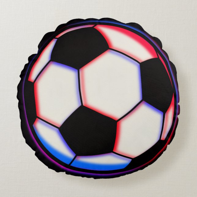 Bold Soccer Ball - Round Throw Pillow (Front)