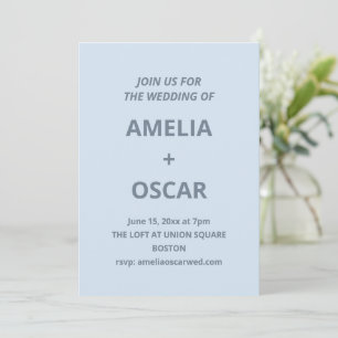 Bold Soft Blue Modern Minimal Wedding Typography Invitation