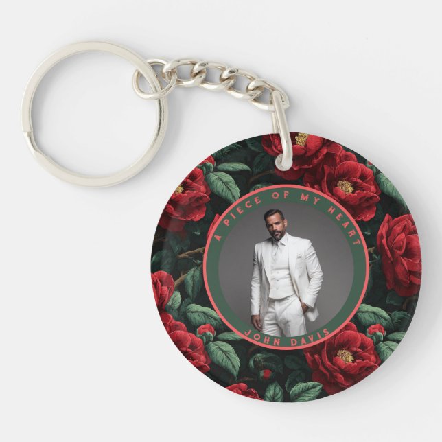 Bold special memory gift Floral Gardenias Key Ring (Front)