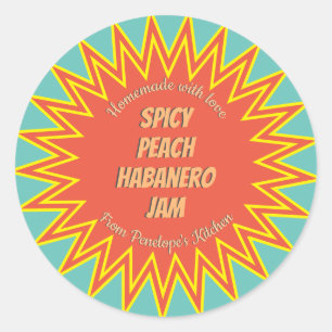 Bold Spicy Peach Habanero Jam Jar Canning Classic Round Sticker
