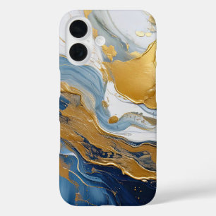 Bold Splash of Gold and Blue iPhone 16 Case