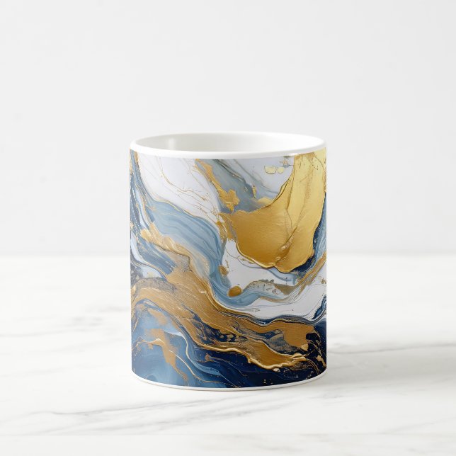Bold Splash of Gold and Blue Coffee Mug (Center)