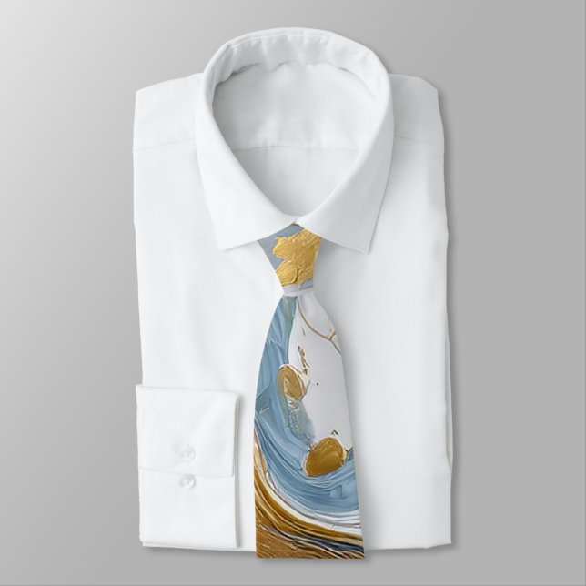 Bold Splash of Gold and Blue Tie (Tied)