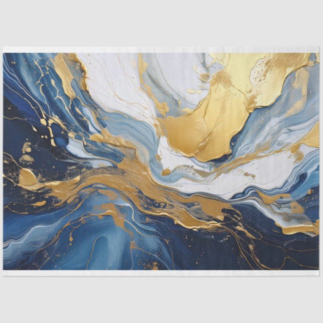 Bold Splash of Gold and Blue Tissue Paper (Front)
