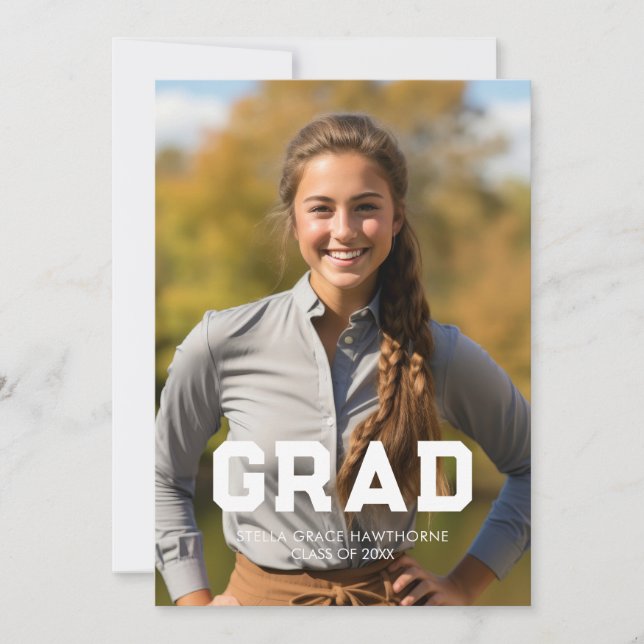 Bold Sport Athlete Photo Grad Announcement (Front)