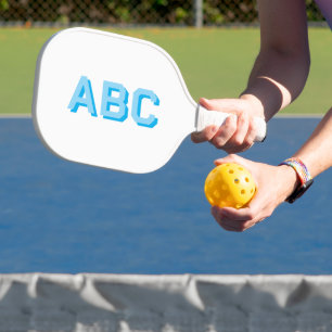 Bold Sport Blue 3 Letter Stacked Monogram Pickleball Paddle