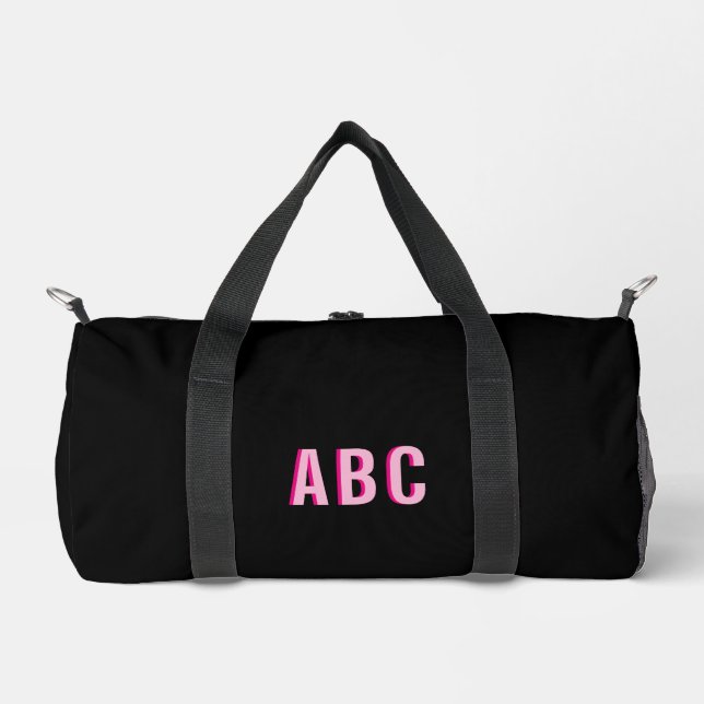 Bold Sport Hot Pink 3 Letter Monogram Duffle Bag (Front)