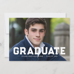 Bold Sports Athlete Photo Graduation Announcement