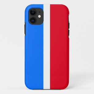 Bold Sporty Bright Red White Blue Stripes iPhone 11 Case