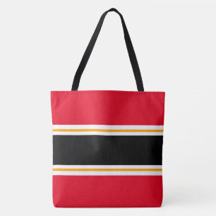 Bold Sporty Red Black White Orange Racing Stripes Tote Bag