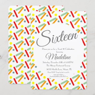 Bold Sprinkles Ice Cream Party Sweet 16 Quince Invitation