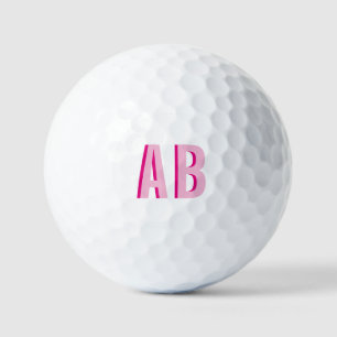Bold Stacked Pink 2 Letter Monogram Golf Balls