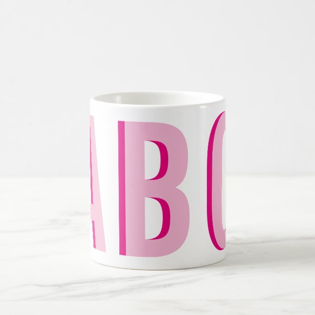 Bold Stacked Pink 3 Letter Monogram Coffee Mug (Center)