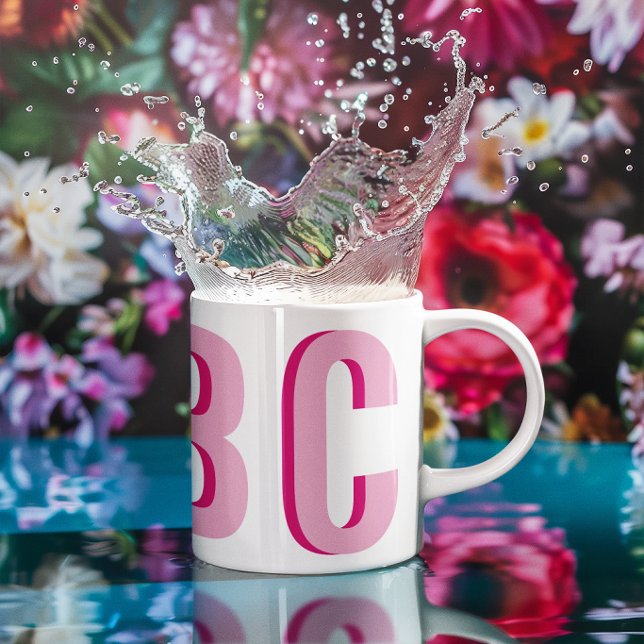 Bold Stacked Pink 3 Letter Monogram Coffee Mug (Bold Stacked Pink 3 Letter Monogram Coffee Mug)