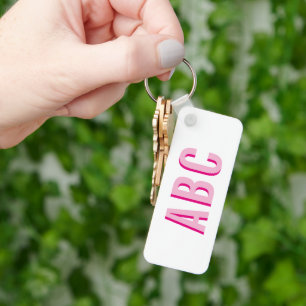 Bold Stacked Pink 3 Letter Monogram Key Ring