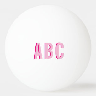 Bold Stacked Pink 3 Letter Monogram Ping Pong Ball