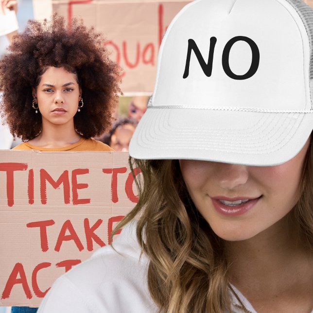 Bold Statement 'No' Minimalist Trucker Hat (A trucker hat with the word 'No' in capital letters. A simple statement for various occasions)