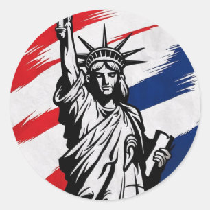 Bold Statue of Liberty Stripes Patriotic  Classic Round Sticker