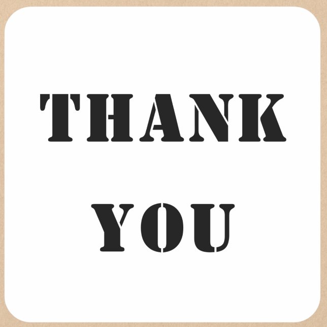 Bold Stencil Style Thank You Square Sticker (Creator Uploaded)