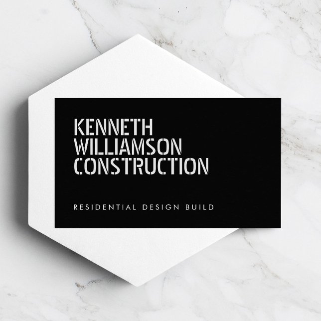 Bold Stenciled Black Construction Business Card (Creator Uploaded)