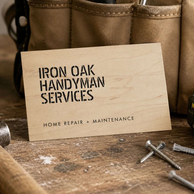 Bold Stenciled Handyman Business Card (Creator Uploaded)