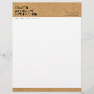 Bold Stenciled Particle Board Construction Custom Letterhead