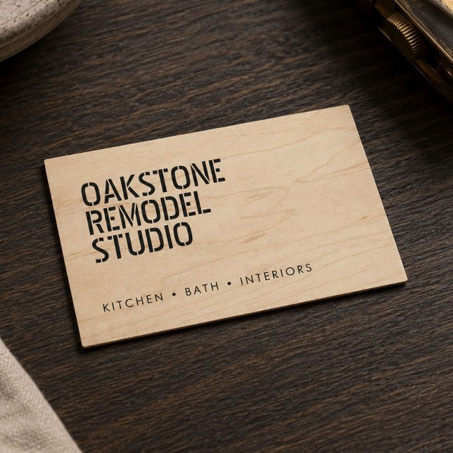Bold Stenciled Remodeling Contractor Business Card (Creator Uploaded)