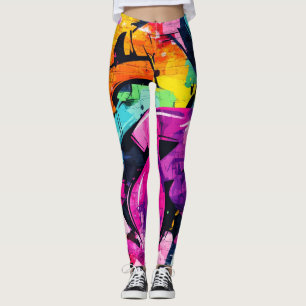 Bold Street Art with Purple Black and Yellow Leggings