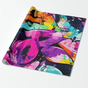 Bold Street Art with Purple Black and Yellow Wrapping Paper
