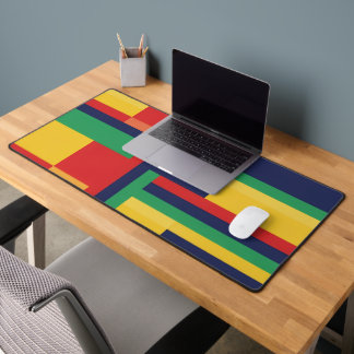 Bold Stripe Blocks - 70s Color Block Geometric Desk Mat