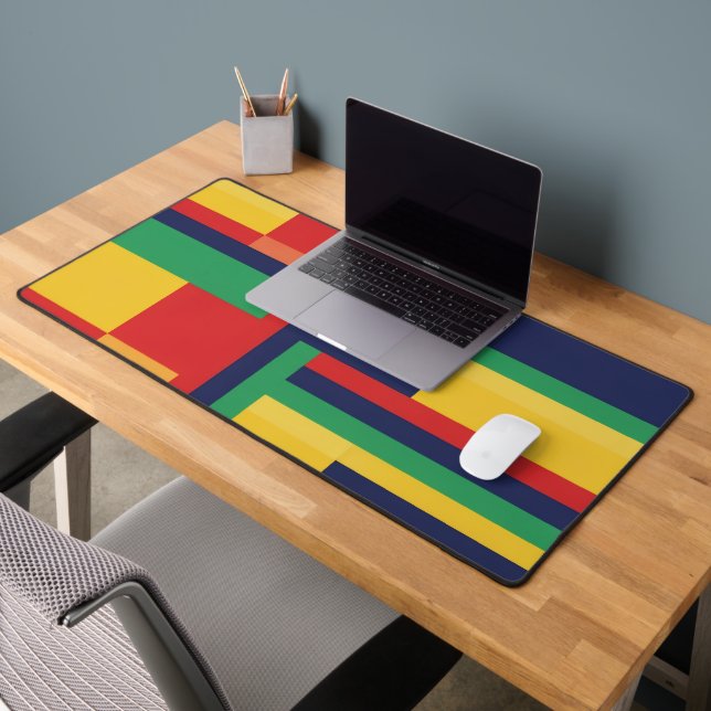 Bold Stripe Blocks - 70s Colour Block Geometric Desk Mat (Office 2)