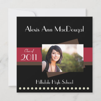 Bold Stripe Graduation Announcement (red)