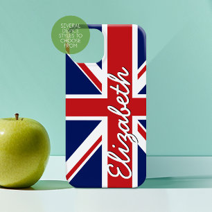 Bold Stripe Pattern - Union Jack Flag with Name iPhone 15 Mini Case