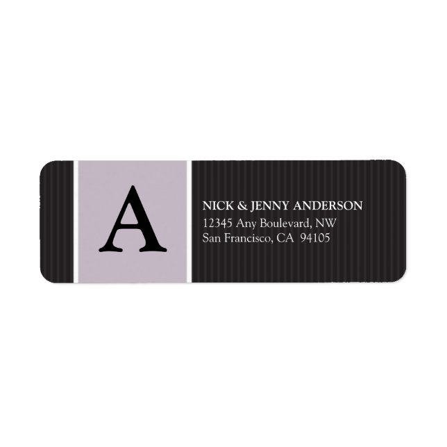Bold Stripe Return Address Label (lavender) (Front)