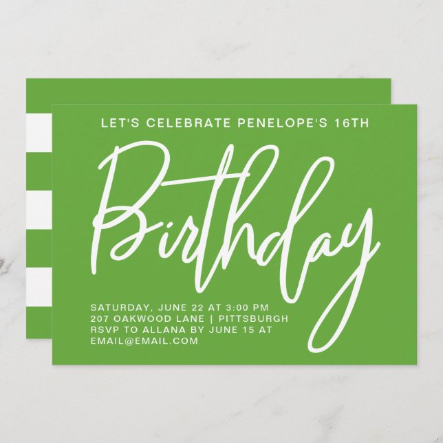 Bold Stripes Birthday Party Invitation (Front/Back)