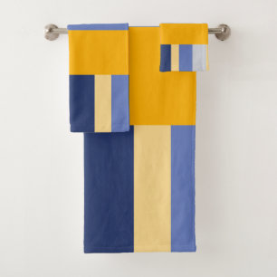 bold Stripes blue yellow Bath Towel Set