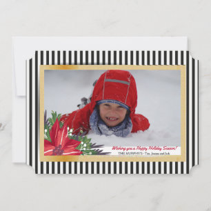 Bold Stripes Gold Frame Photo Holiday Card