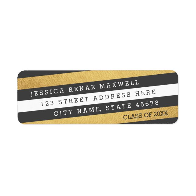 Bold Stripes Graduation Return Address Labels (Front)