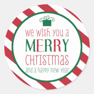 Bold Stripes Merry Christmas Sticker