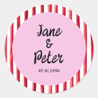 Bold Stripes Modern Red and Pink Wedding Stickers