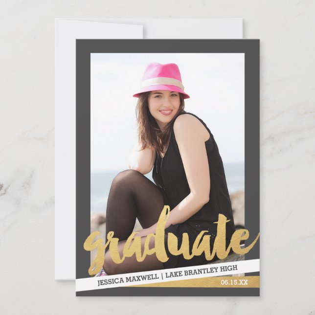 Bold Stripes Photo Graduation Annoucement Announcement (Front)