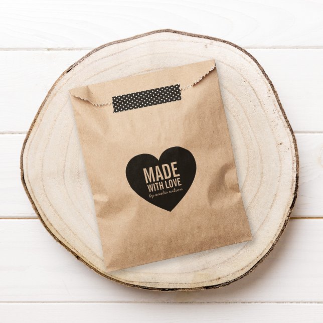 Bold Stylish Rustic Made with Love Heart Favour Bag (Creator Uploaded)