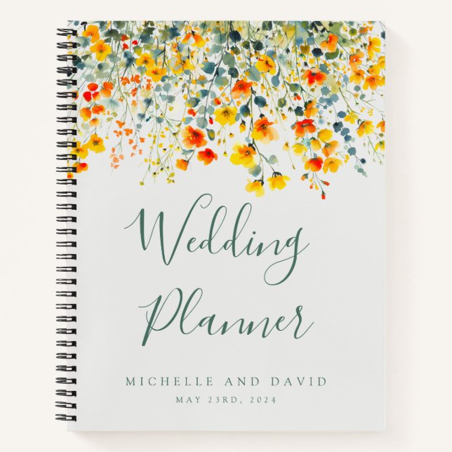 Bold Summer Floral Wedding Planner Notebook (Front)