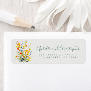 Bold Summer Floral Wedding Return Address Label