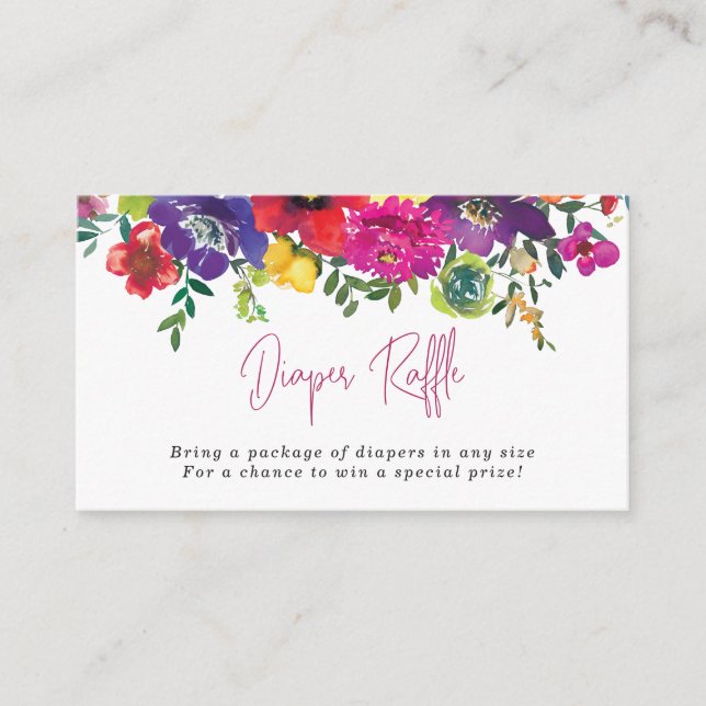 Bold Summer Flowers Diaper Raffle Enclosure Card (Front)