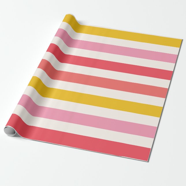 Bold Summer Stripes Pattern Wrapping Paper (Unrolled)