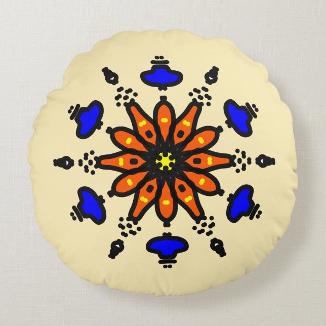 Bold Sun Mandala Round Cushion (Front)